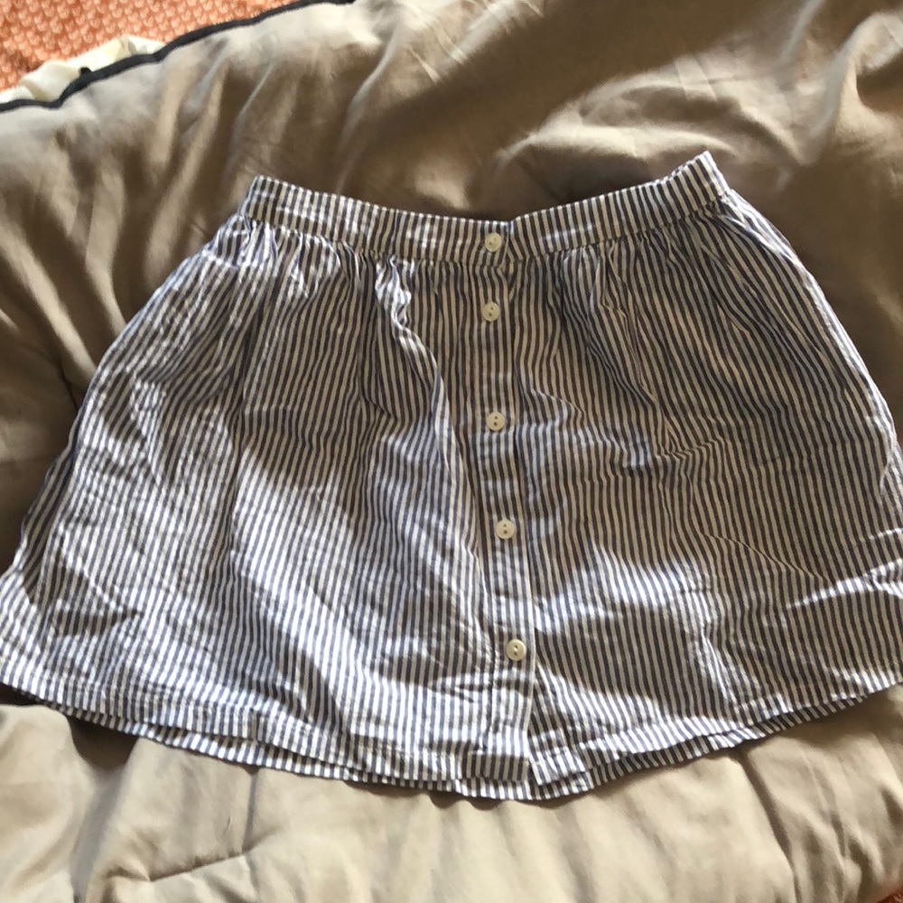 Striped blue and white button skirt